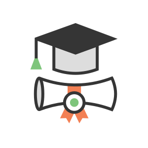 Graduation hat with diploma icon