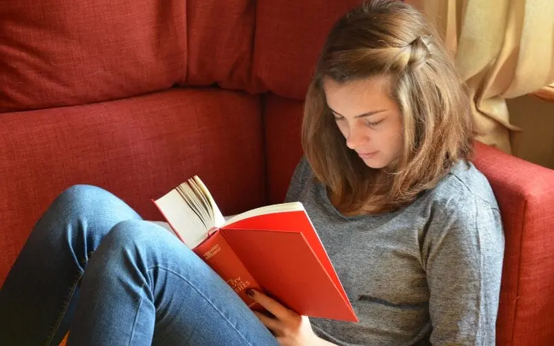Student reading a book